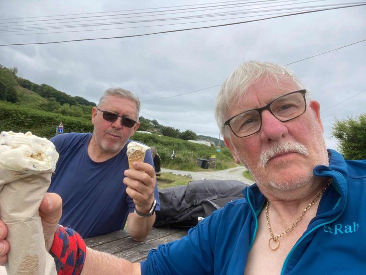 Sharing an icecream on Pembrokeshire Coast Path