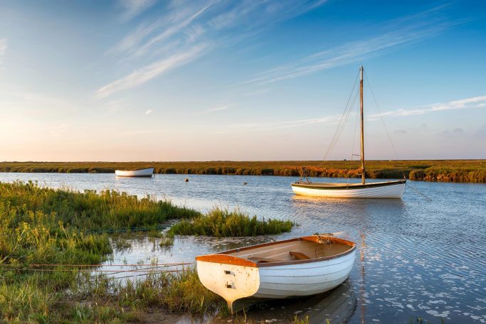 High tide at Blakeney with two boats