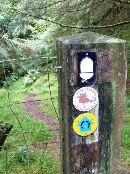 wooden sign on the Glyndwr's way