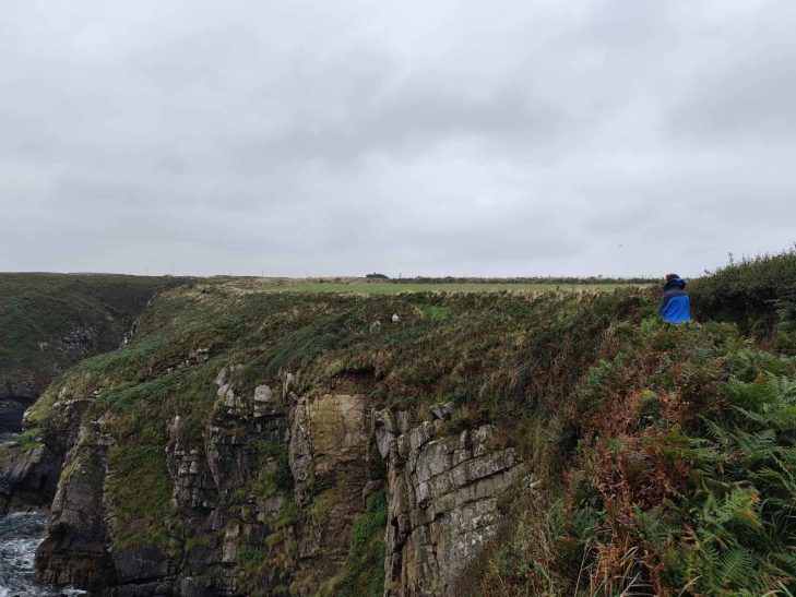 Walker on cliff path near Morloes sands