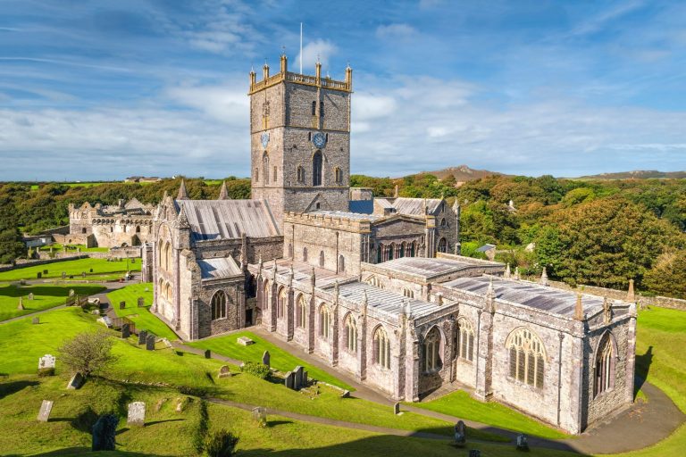 Ariel view of the Cathedral at St Davids.