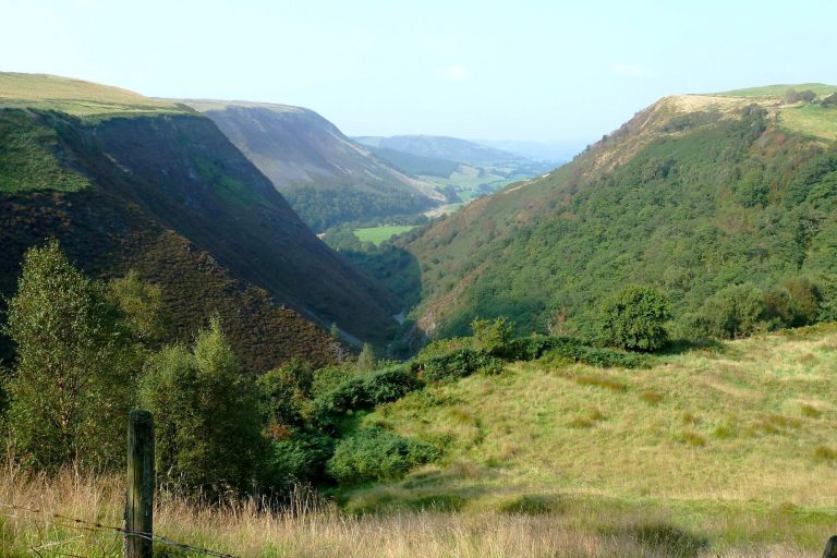 Landscape over mountain range from Glyndwr's way path