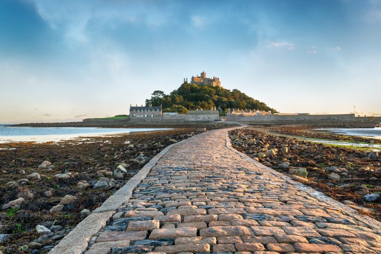 Causeway across to St Michaels mount shown in the background