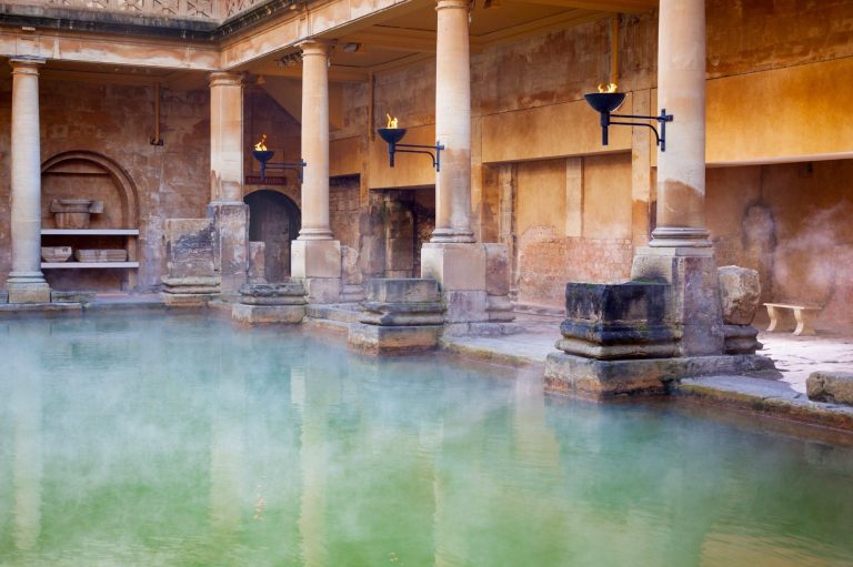 Steam rising from the Roman baths at Bath