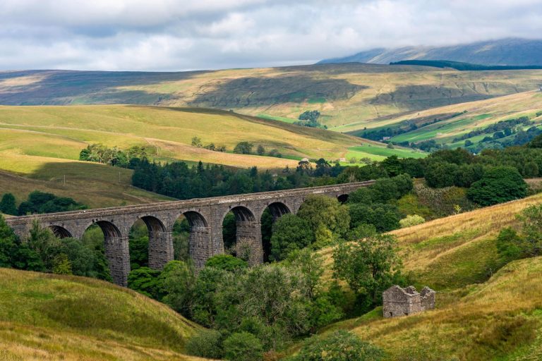 Dent head Viaduct and the dales in the background