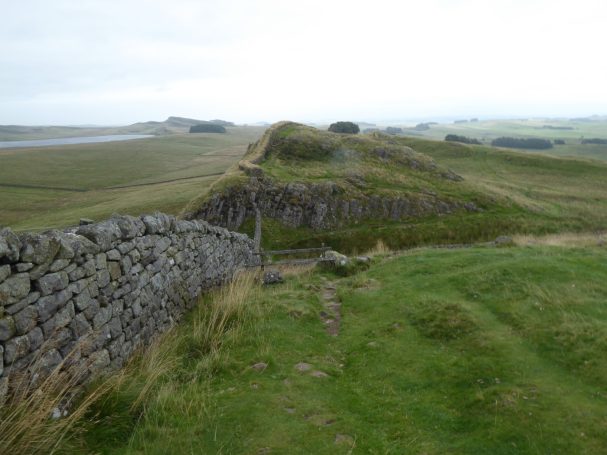 Wall leading off into distance