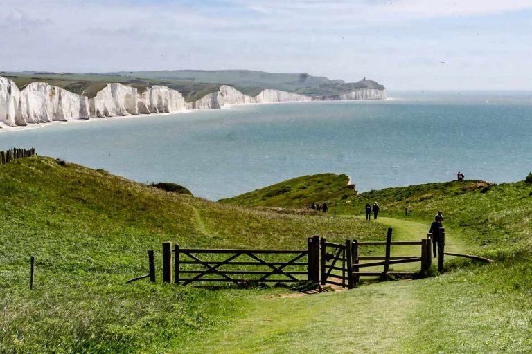 Walkers on path near Seven Sisters cliffs