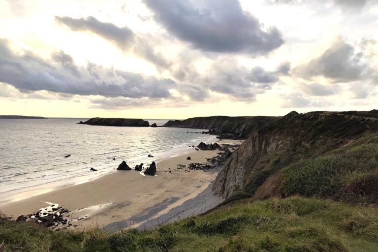 Looking down onto Marloes sands